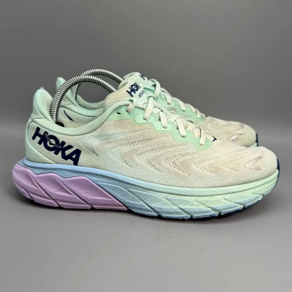 Hoka One One Arahi 6 Womens 9 B Green Mint White Athletic Running Sneakers Shoes